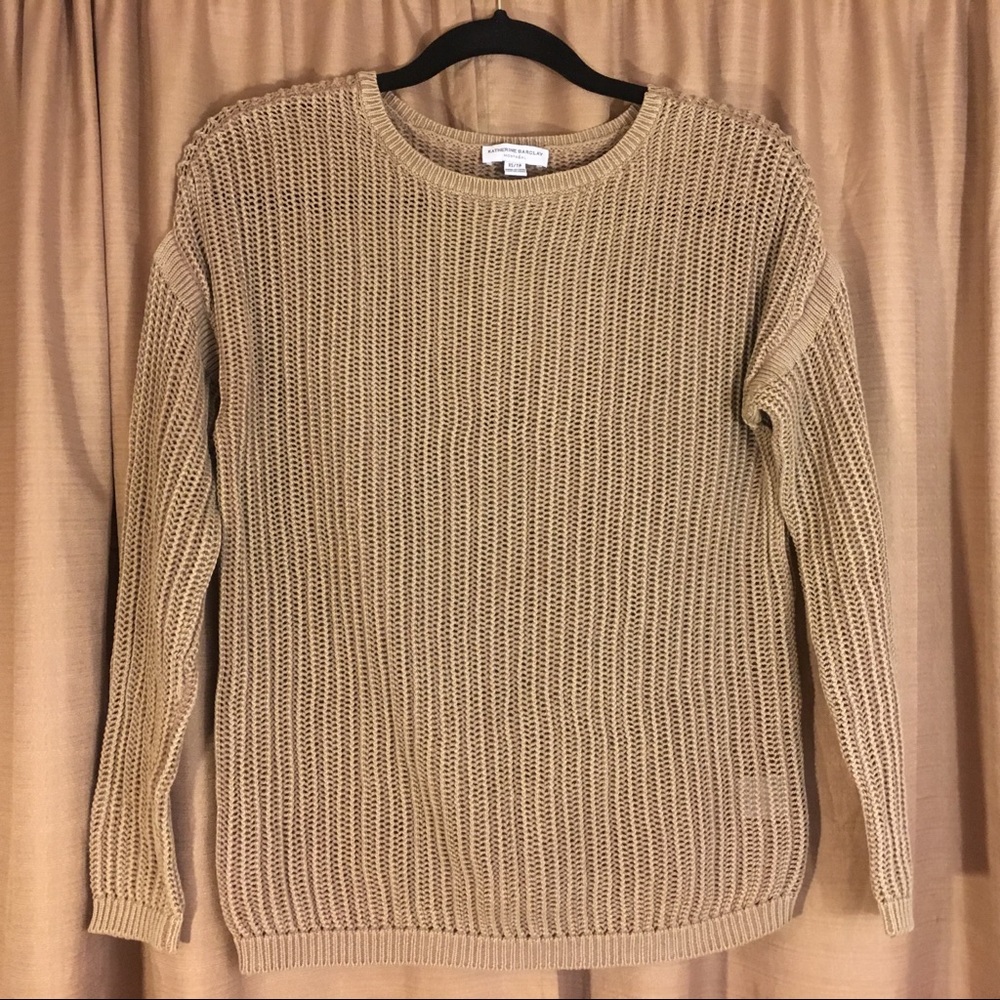 Tan Open Weave Chain Knit Neutral Sweater